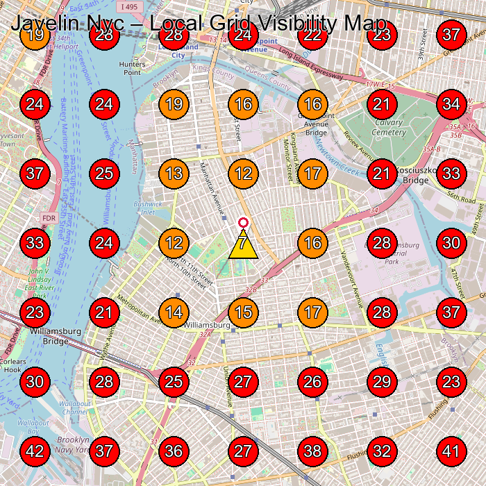 Javelin Nyc GeoGrid visibility map for Clothing Store in Brooklyn